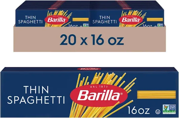 Barilla 20 lb. Thin Spaghetti Pasta, 20 Pound