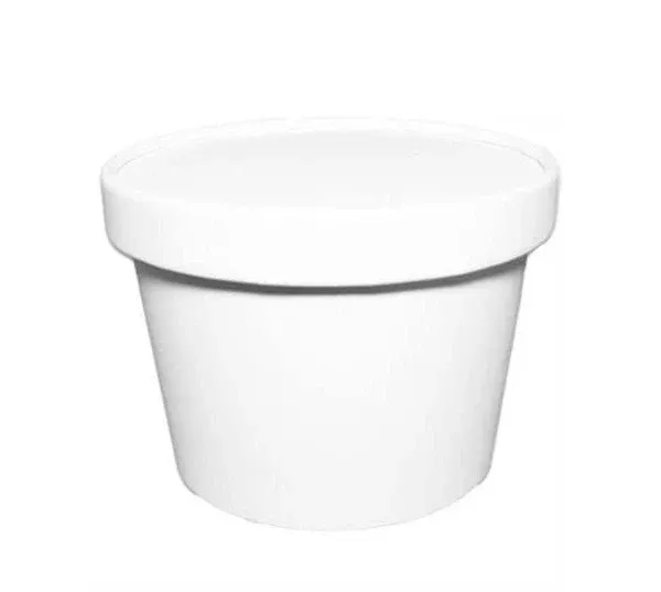 Disposable White Paper Soup Containers with Lids - Paper Ice Cream Cups - Disposable Dessert Bowls, Frozen Yogurt Cups - Food Storage Containers, Microwavable and Freezer Safe Take Out (25, 32oz)