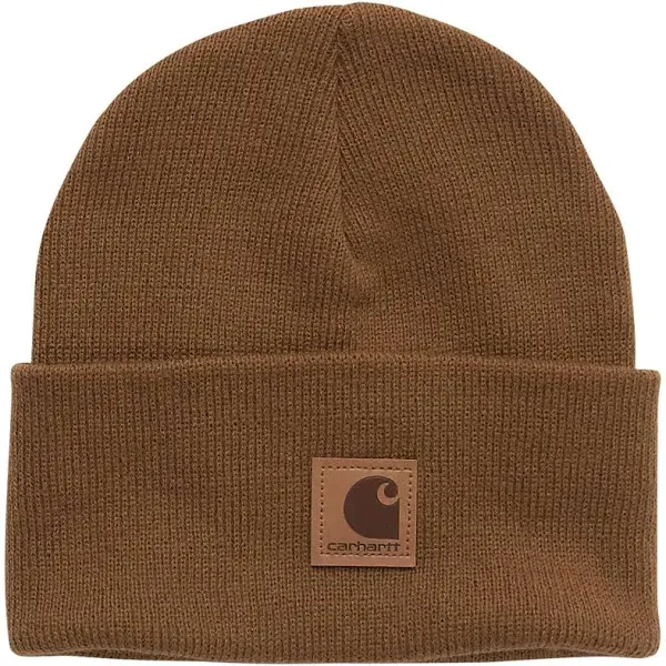 Carhartt Men&#039;s Brown Tonal Patch Beanie Winter Hat Knit Headwear