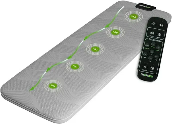 GhostBed Full Body Massage Mat with 3" Gel Memory Foam -7 Programs, Heated Massage Pad for Bed, Vibration & Heat Therapy, Massage Mats for Full Body, Bed Massager Mat,Full Body Massager Mat with Heat