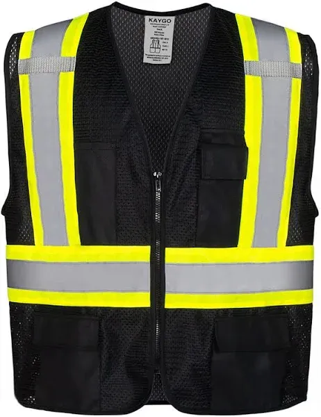 KAYGO High Visibility Safety Vests KG0100, Safety Vests Reflective with Pockets and Zipper,ANSI Type R Class2 Not FR