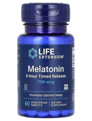 Melatonin, 6 Hour Timed Release, 3 mg, 60 Vegetarian Tablets