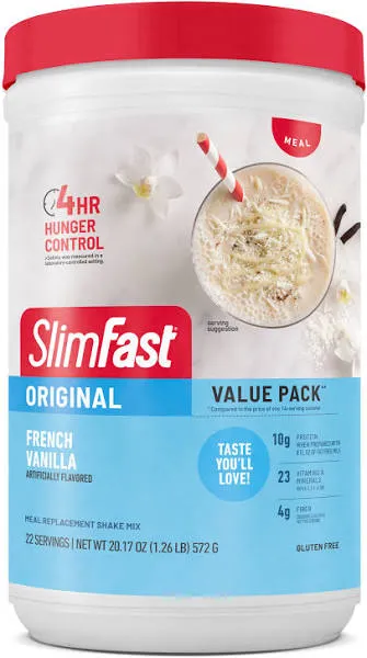 (3pack) SlimFast Original Meal Replacement Shake Powder, French Vanilla,12.83 oz