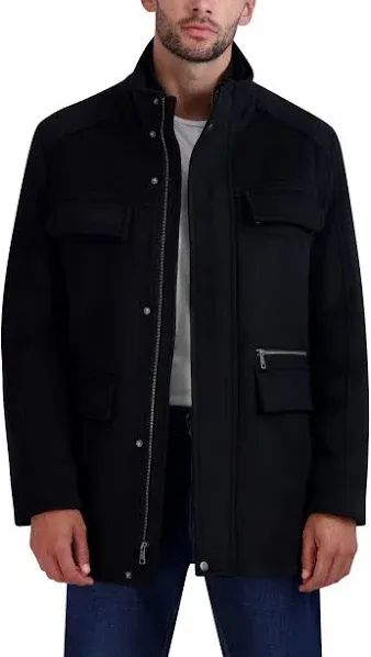 Cole Haan Men's Stand Collar Wool Blend Coat