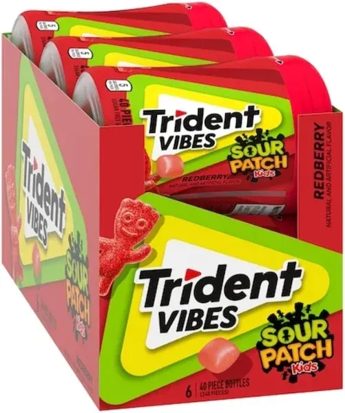 Trident Vibes Sour Patch Kids Redberry Sugar Free Gum