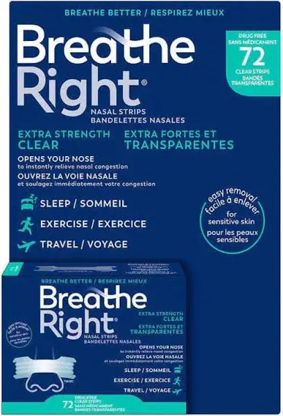 Breathe Right Extra Strength Nasal Strips, Clear, 44 Count