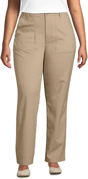 Lands' End Women's Plus Size High Rise Chino Utility Straight Leg Pants