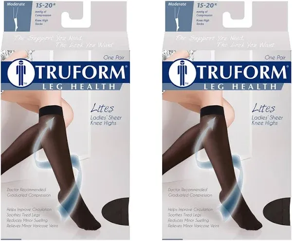 Truform Women's 15-20 mmHg Sheer Knee High Compression Stockings