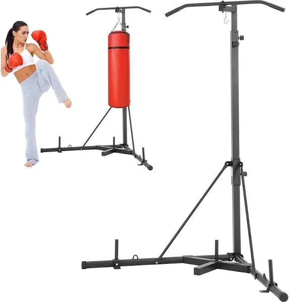 2 in 1 Heavy Bag Stand, Height Adjustable Punching Bag Stand, Foldable Boxing Ba