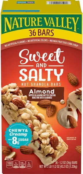 Nature Valley&reg; Sweet &amp; Salty Peanut Bars, Almond, 1.2 Oz, Box Of 16