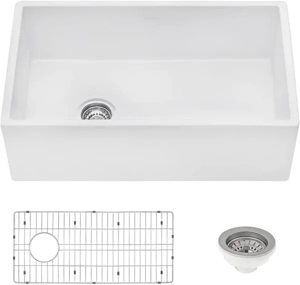 Ruvati 30-Inch Fireclay Farmhouse Offset Drain Kitchen Sink