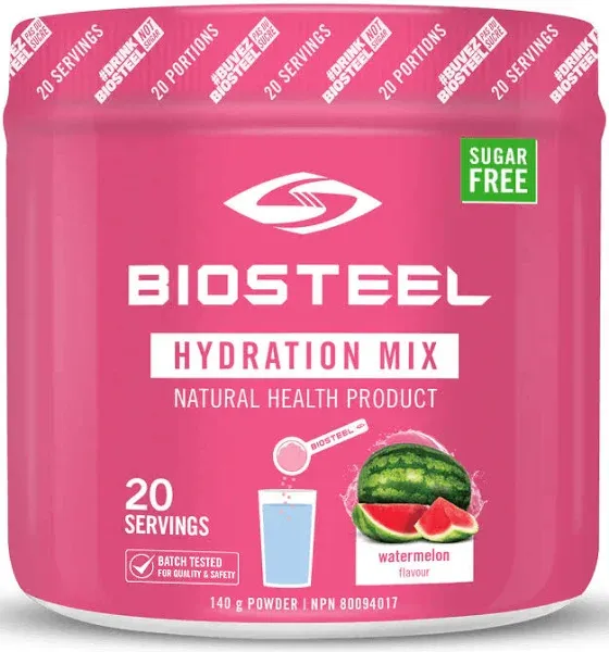 BioSteel Zero Sugar Hydration Mix, Great Tasting Hydration with 5 Essential Electrolytes, Watermelon, 45 Servings per Tub