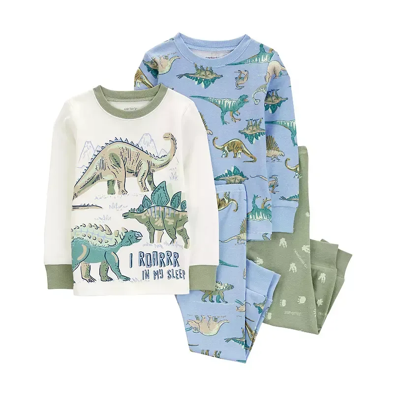 Toddler Boy Carter's 4-pc. Dinosaur Snug Fit Pajama Tops & Pajama Pants Set