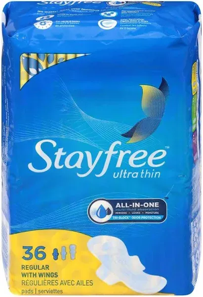 Stayfree Ultra Thin Regular Pads with Wings 18 Count