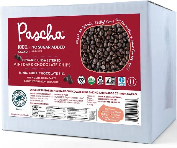 Pascha Organic Unsweetened Dark Chocolate Chips