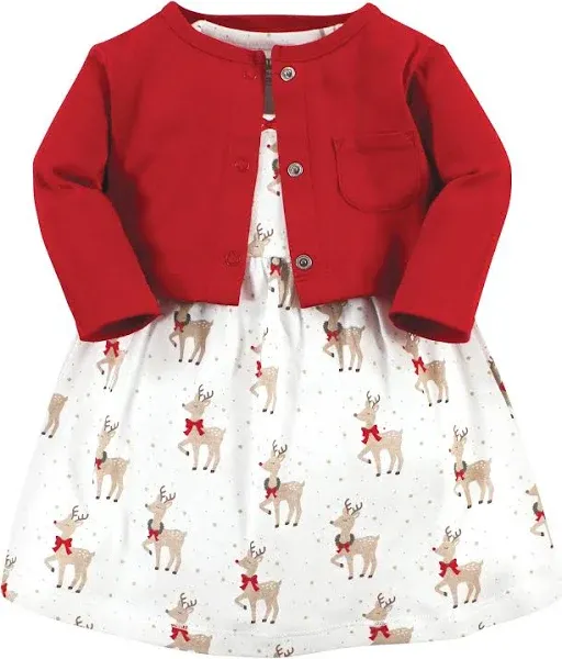 Hudson Baby Girls' Cotton Dress and Cardigan Set