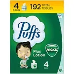 Puffs - Plus Lotion with The Scent of Vick's Facial Tissues, 4-Pack