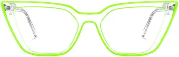 Zeelool Lime Green Cat Eye Glasses & Cyberpunk Frame