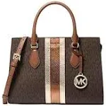 Michael Kors Sheila Medium Signature Logo and Metallic Satchel