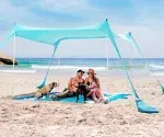 8 Man Turquoise Beach Tent | Beach Canopy | Sun Ninja