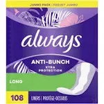 Always Xtra Protection Daily Liners Long Unscented, 108 Count