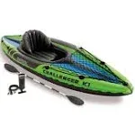 Intex Challenger K1 1-Person Inflatable Sporty Kayak + Oars and Pump | 68305EP