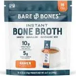 Bare Bones Bone Broth Instant Powdered Beverage Mix Ramen Pack of 8 15g Sticks 10g Protein Keto Paleo Friendly Nongmo