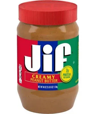 Jif Creamy Peanut Butter, 40 oz Jar, 2/Pack 5150072001 J.M. SMUCKER CO. Jif