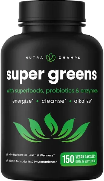 NutraChamps Super Greens Powder Premium Superfood 20+ Organic Green Veggie Whole Foods