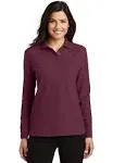 Port Authority L500LS Ladies Silk Touch Long Sleeve Polo - Burgundy, L