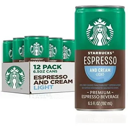 Starbucks Ready to Drink Coffee Espresso & Cream Light 6.5oz Cans (12 Pack)