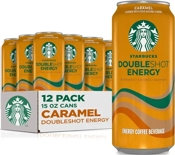 Starbucks Doubleshot Energy Drink Coffee Beverage Caramel 15 oz Cans (12 Pack)