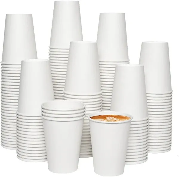 RACETOP Disposable Paper Coffee Cups 12 oz 100 Pack