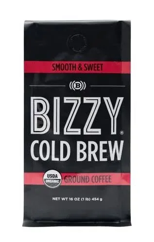 Bizzy Organic Cold Brew Coffee Smooth & Sweet Blend Coarse Ground Coffee