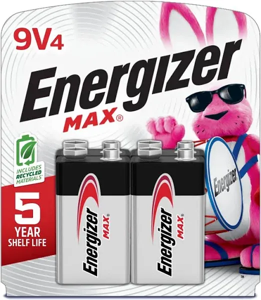 Energizer Max Alkaline 9V Batteries (4 Pack)