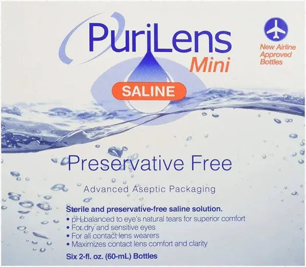 PuriLens Mini Preservative Free Saline Six Bottles