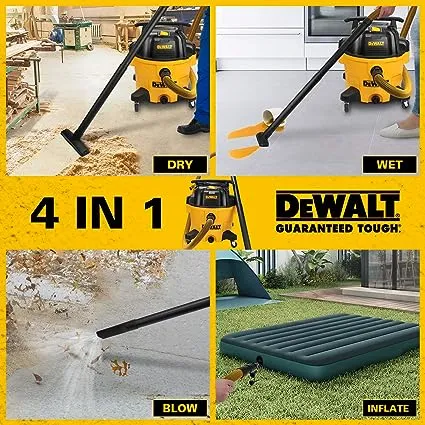 DEWALT 9 Gallon Wet/Dry Vac, 5HP Heavy-Duty Shop Vacuum, Wet/Dry Suction Blow Function 3 in 1, DXV09P