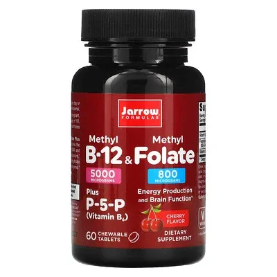 Jarrow Formulas - Methyl B-12 & Methyl Folate Cherry - 60 Lozenges