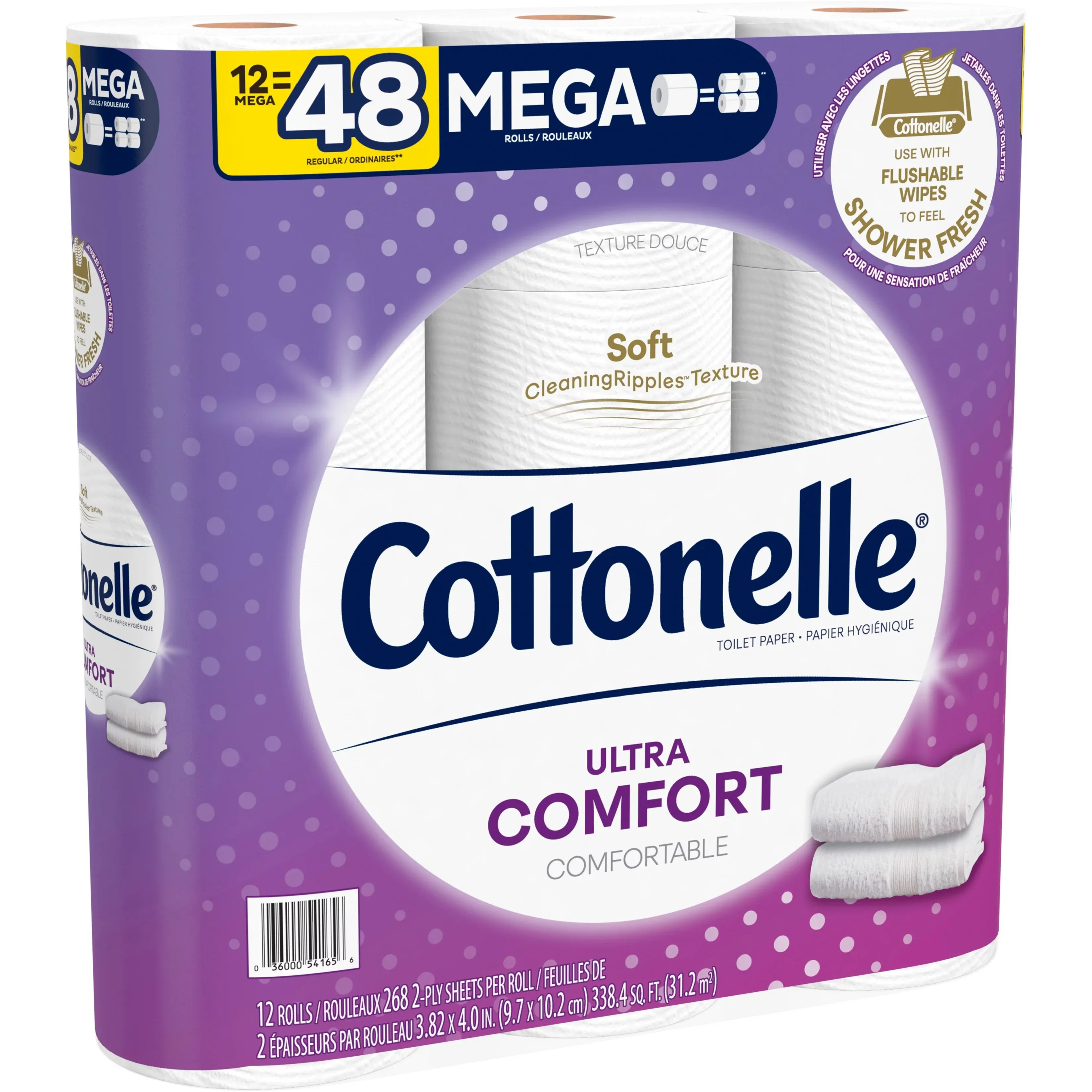 Cottonelle Ultra Comfort Toilet Paper, 12 Mega Rolls, 268 Sheets per Roll