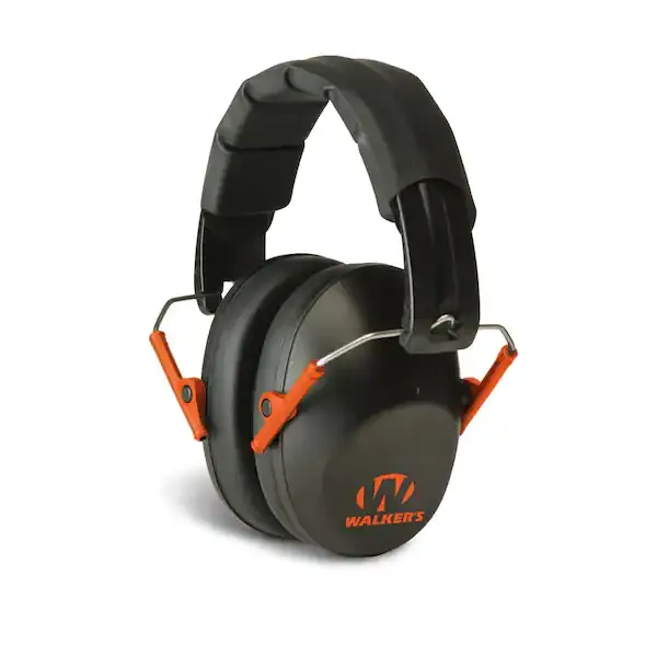 Walkers Pro Low Profile Folding Ear Muff, Black/Orange