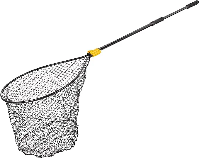 Frabill Conservation Telescoping Handle Net | Teardrop Hoop Size: 23" X 26" | Telescoping Handle: 35-60" | Netting: Tangle-Free Micromesh | Net Depth: 22",Black/Yellow