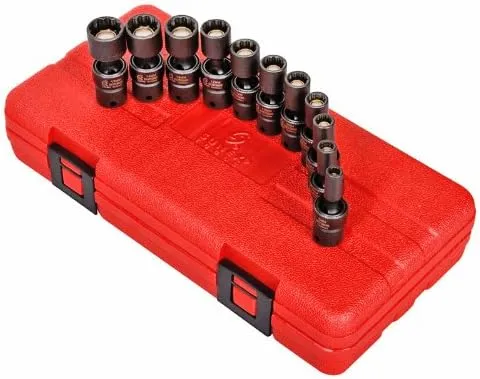 Sunex 1825 1/4-Inch Drive Universal Magnetic Impact Socket Set, Metric, 12-Point, Cr-Mo, 5mm - 15mm, 11-Piece