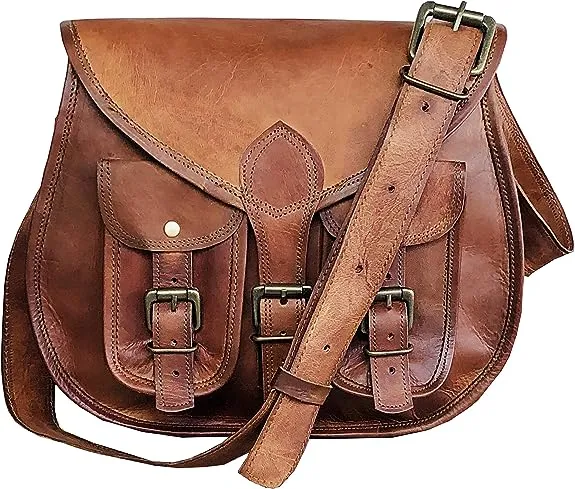 Women Leather Crossbody Satchel Ladies Purse Women Shoulder Bag Tote Travel Purse Genuine Leather Handbags 14 Inch