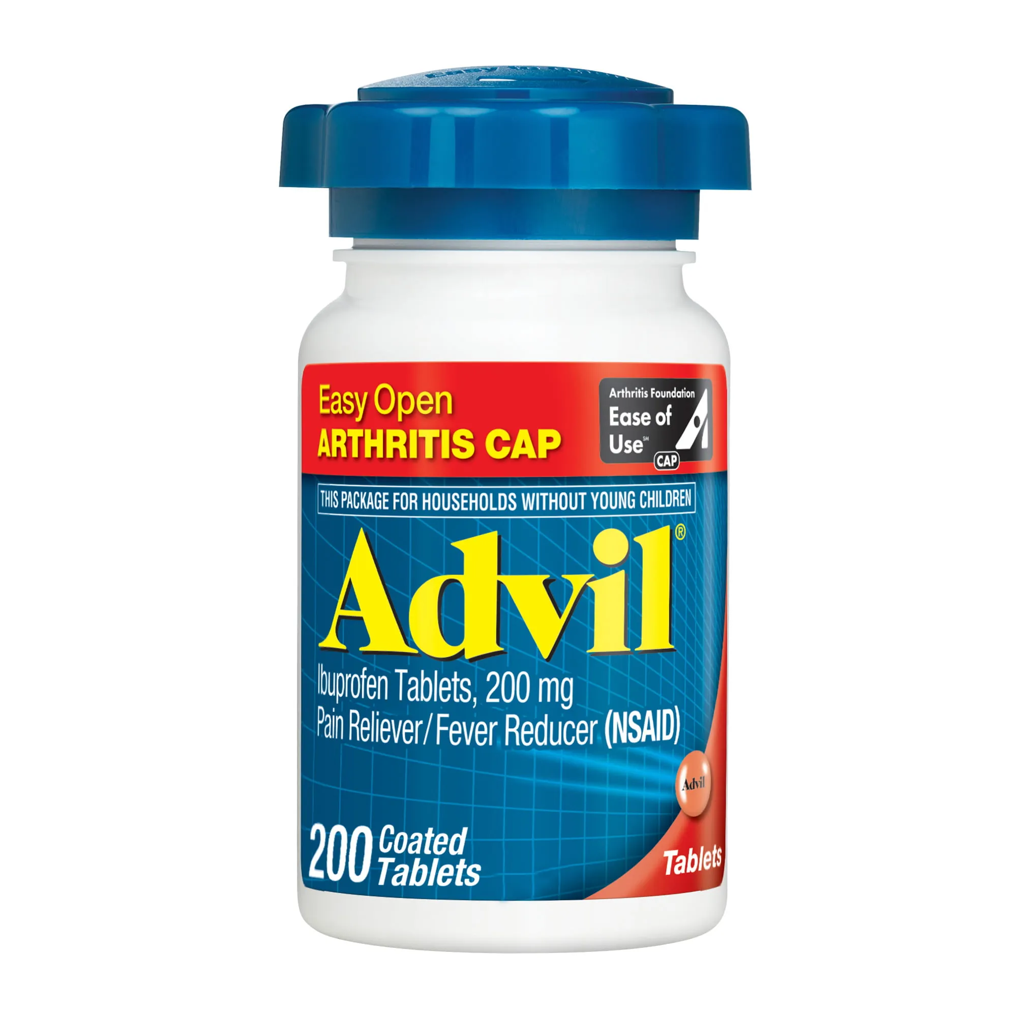 Advil Pain Reliever and Fever Reducer, Pain Relief Medicine with Ibuprofen 200mg for Headache, Backache, Menstrual Pain and Joint Pain Relief - 10 Coated Tablets