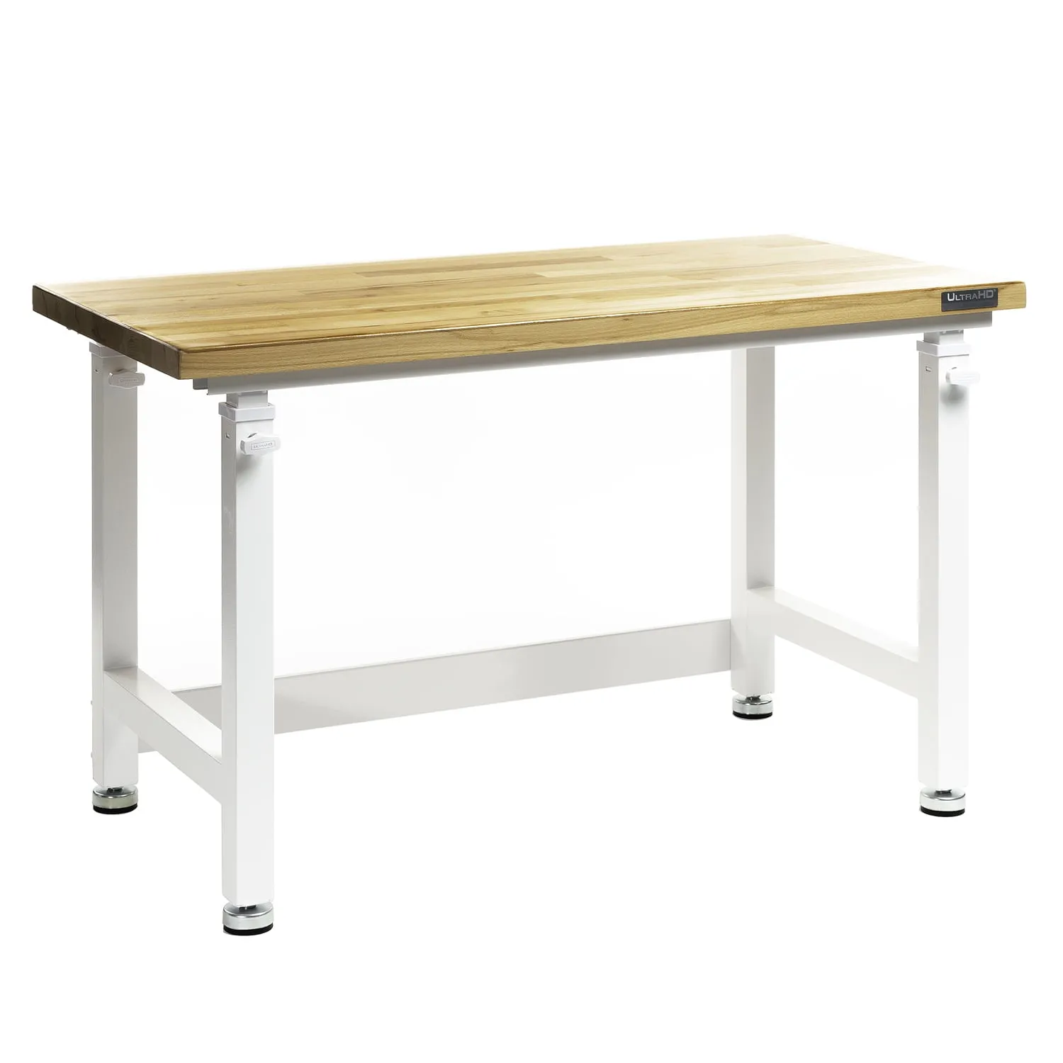 Seville Classics UltraHD® Height Adjustable 4-Foot Heavy-Duty Wood Top Workbench, 48" W x 24" D x (28" to 41.5" H), White