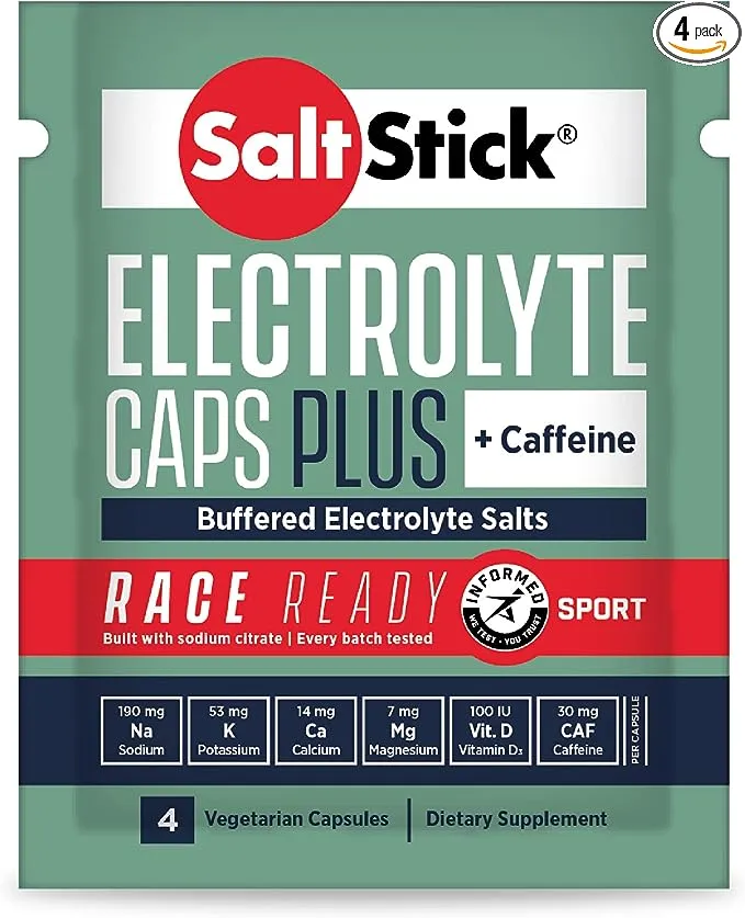 SaltStick Race Ready Caps Plus 4-ct Packet (24 Packet Box)