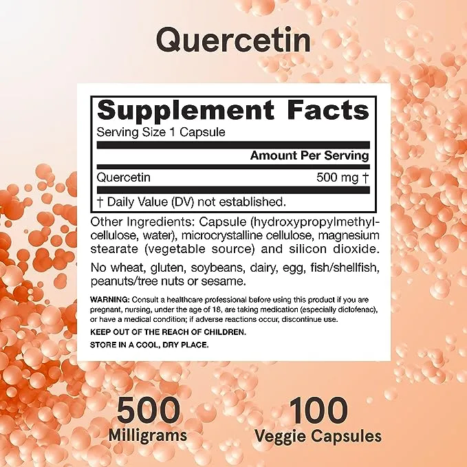 Jarrow Formulas Quercetin Dietary Supplement, 500 mg, Capsules - 100 count