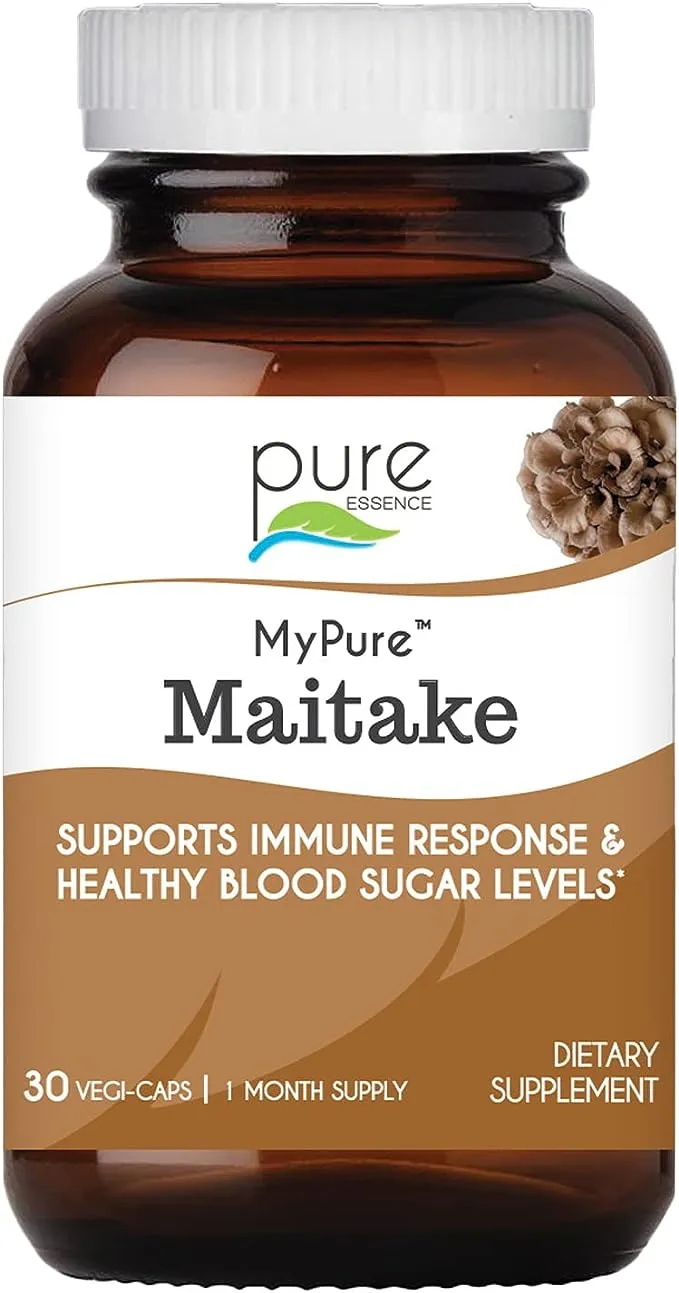 PURE ESSENCE LABS MyPure Maitake Mushrooms - Mushroom Powder Supplement for Immune System Support, Stress Relief, Build Energy, Strength Booster for Men & Women - 1 Month Supply 