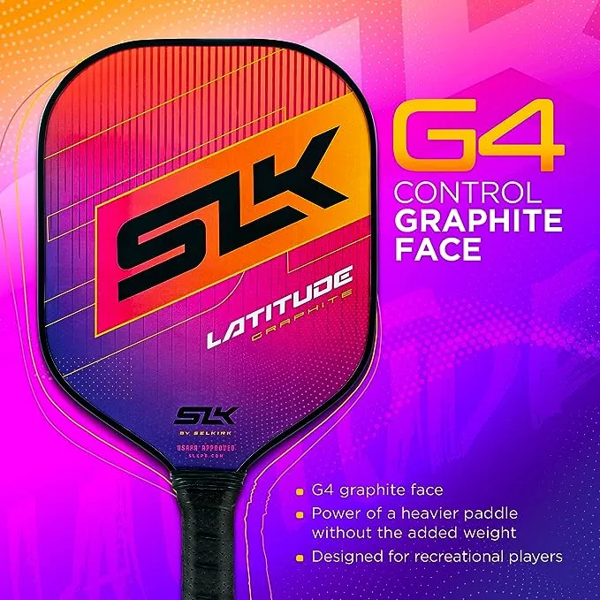 SLK Latitude Pickleball Paddle | Graphite Pickleball Paddle Features G4 Graphite Face with Polymer Rev-Core | Pickleball Rackets Designed in USA | Lightweight Pickle Ball raquette |