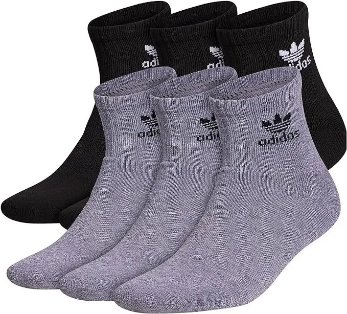 Adidas Originals Trefoil 6-Pack Quarter Socks Heather Grey/ Black